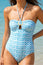 Recycled Bandeau Ring Swimsuit | White/Turquoise