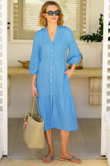 Charlotte Linen Dress | Cornflower