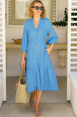 Charlotte Linen Dress | Cornflower