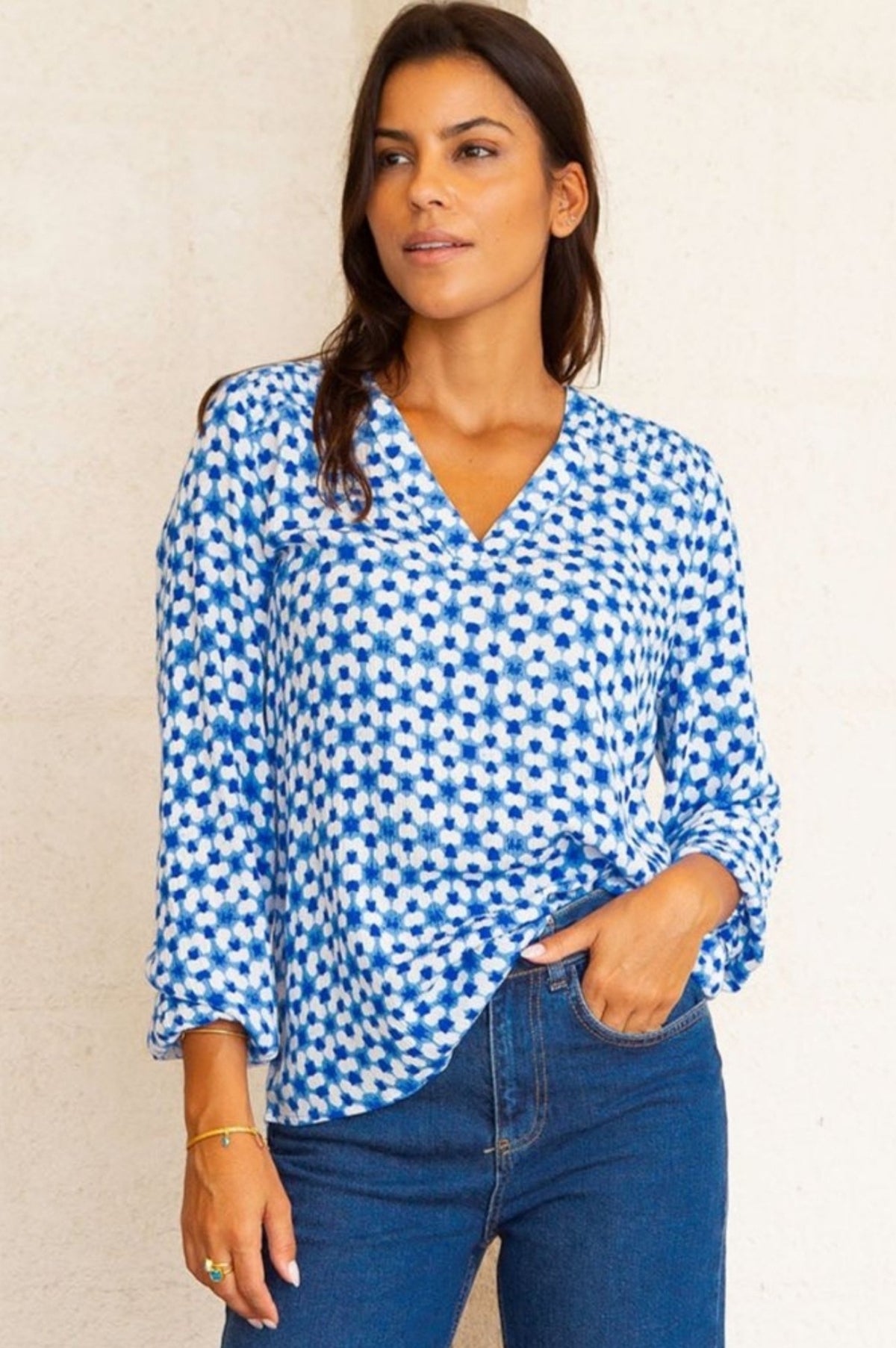 Aspiga Womens Sustainable Clea Blouse Viscose Printed Summer Blue