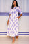 Cordelia Organic Cotton Block Print Dress | Pansy Buta White/Blue