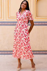 Short Sleeve Sally Anne Dress | Blossom Pink/Cream