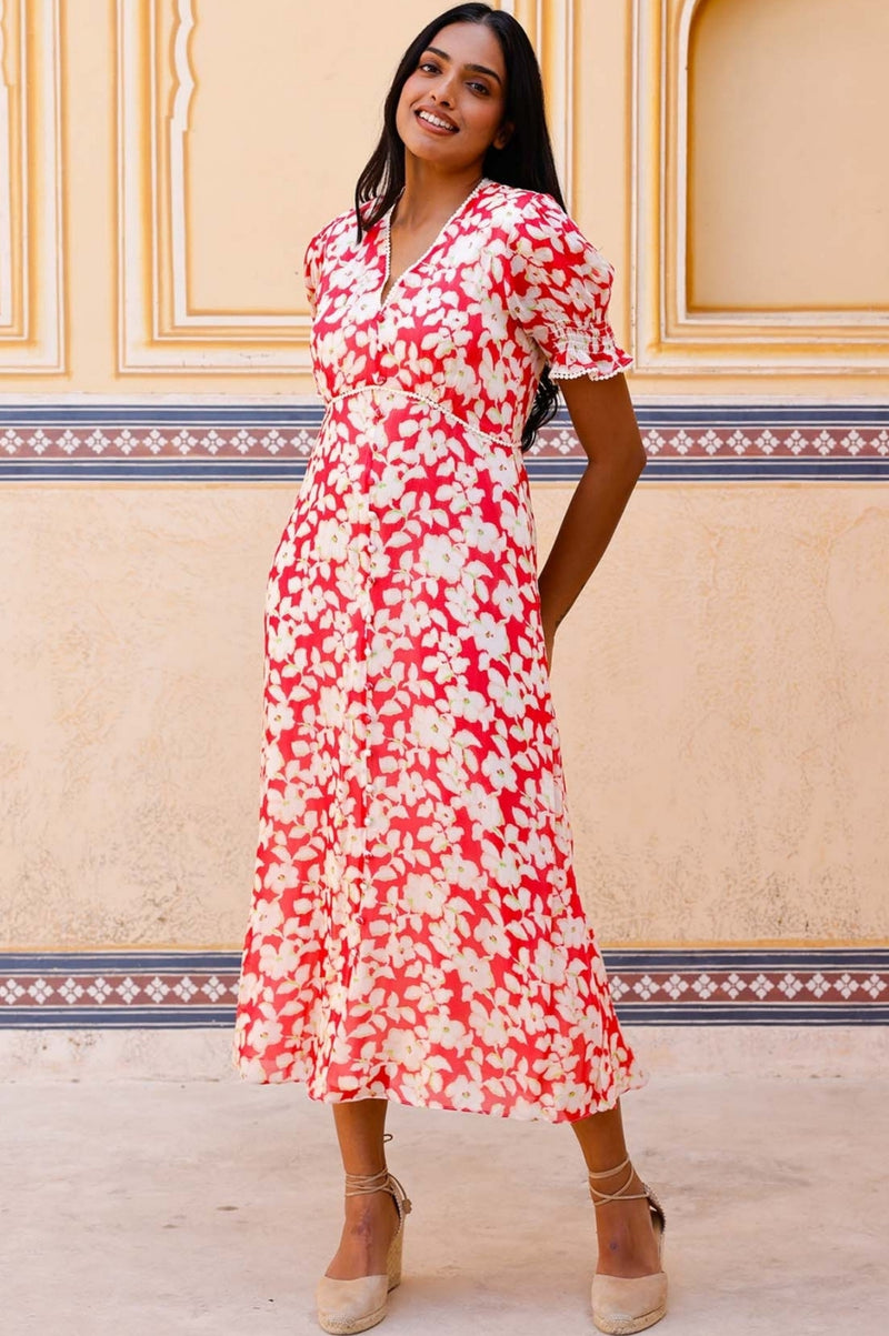 Short Sleeve Sally Anne Dress | Blossom Pink/Cream