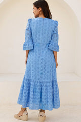 Victoria Broderie Dress | Blue
