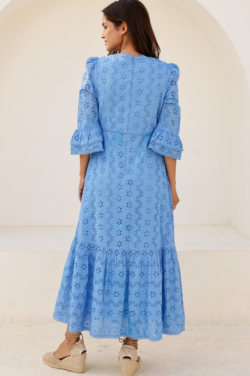 Victoria Broderie Dress | Blue