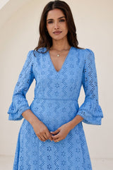 Victoria Broderie Dress | Blue