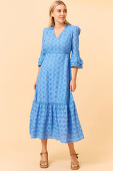 Victoria Broderie Dress | Blue