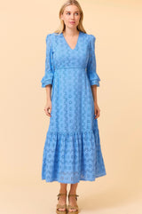 Victoria Broderie Dress | Blue