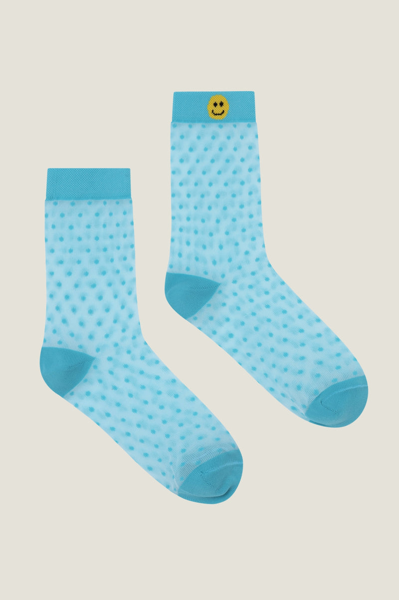 Spot Smiley Sock | Blue