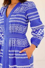 Jamila Jacquard Dress | Cobalt/White