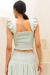 Bryony Cheesecloth Top | Light Khaki