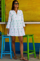 Cristina Embroidered Kaftan | Buta White/Green