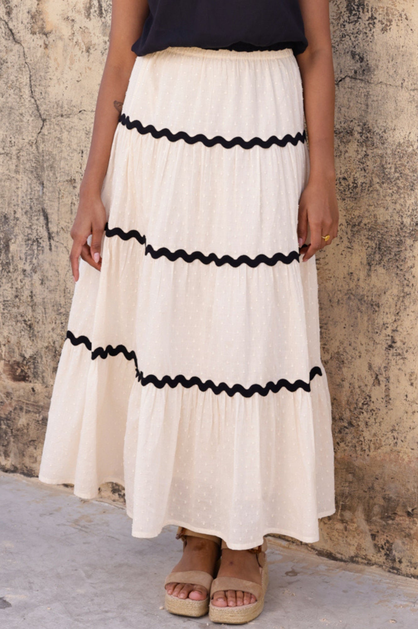 Aspiga Ladies Sustainable Organic Cotton Dobby Ric Rac Skirt Vintage ...