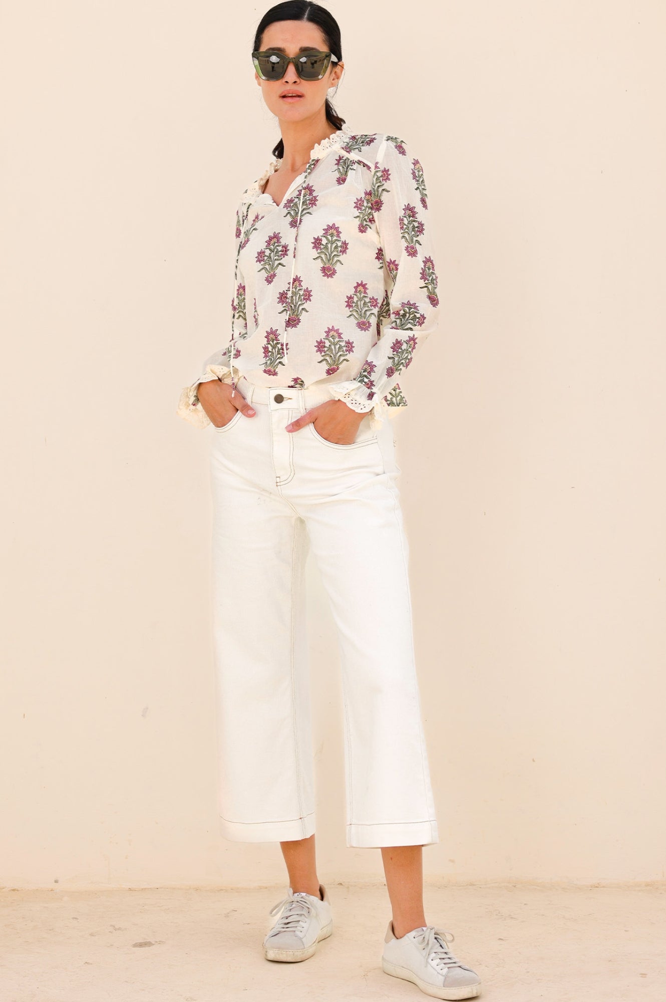 Almond Block Print Blouse