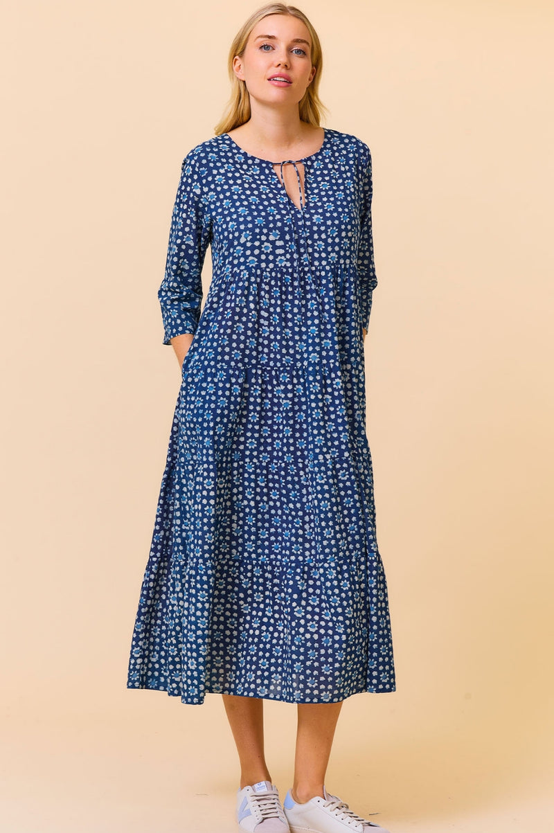 Emma Organic Cotton Dress | Navy