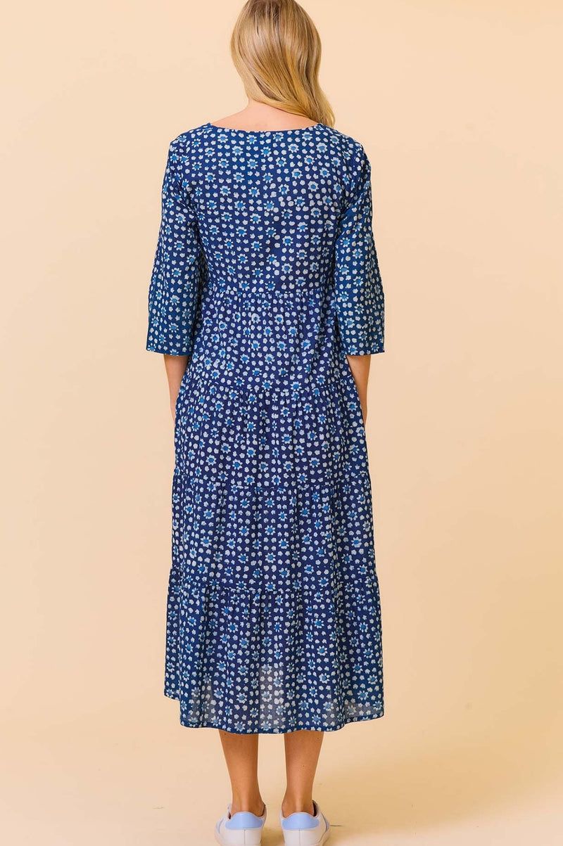 Emma Organic Cotton Dress | Navy