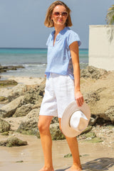 Vanya Organic Cotton Dobby Blouse | Baby Blue