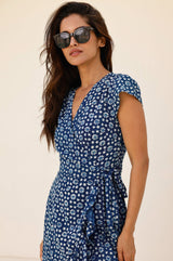 Demi Organic Cotton Wrap Dress | Navy