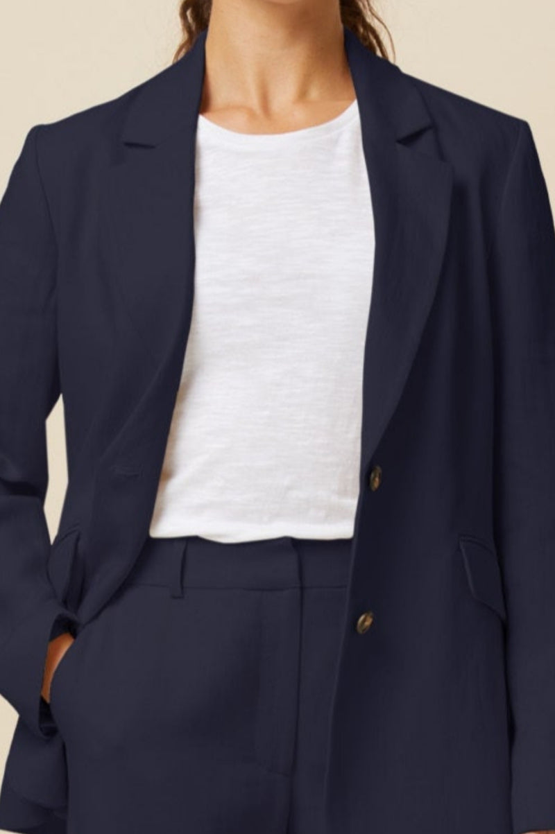 Linen Blend Blazer | Navy