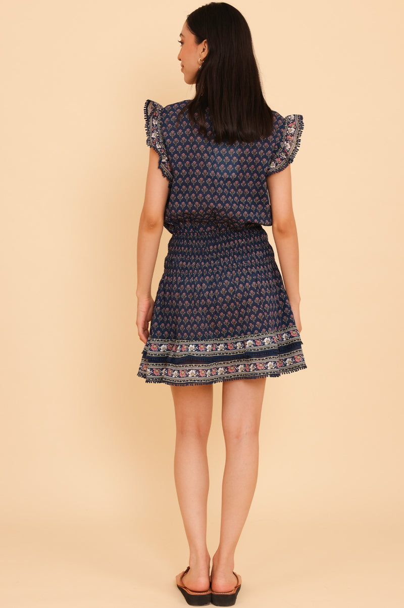 Aspiga Ladies Sustainable Macy Dress Mini Organic Cotton Summer Holiday Beach Cover Up Primrose Floral Stamp Navy Pink Aspiga Ladies Sustainable Macy Dress Mini Organic Cotton Summer Holiday Beach Cover Up Primrose Floral Stamp Navy Pink