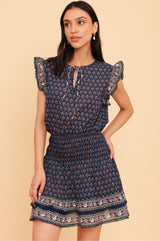 Macy Mini Organic Cotton Dress | Navy/Pink