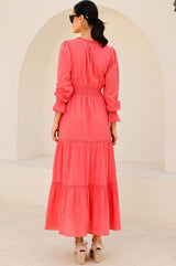 Purdie Organic Cotton Dobby Dress | Coral