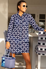 Saffron Organic Cotton Beach Shirt | Shibori Navy/White