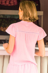 Vanya Organic Cotton Dobby Blouse | Baby Pink