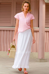 Vanya Organic Cotton Dobby Blouse | Baby Pink