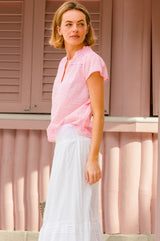 Vanya Organic Cotton Dobby Blouse | Baby Pink