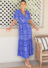 Sylvie EcoVero™ Dress | Lace Floral Cobalt/White