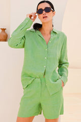 Alexandra Short Linen Shorts | Green