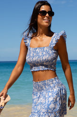 Bryony Organic Cotton Top | Dianthus Blue/White