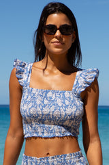 Bryony Organic Cotton Top | Dianthus Blue/White