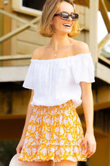 Emani Organic Cotton Skirt | Dianthus Yellow/White