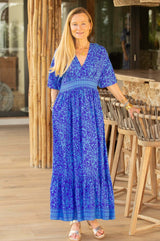 Lena EcoVero™ Dress | Cobalt/Light Blue