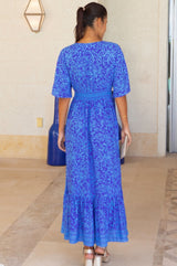 Lena EcoVero™ Dress | Cobalt/Light Blue