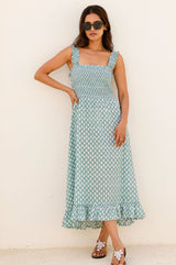 Rhianna Organic Cotton Dress | Sage/White