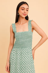 Rhianna Organic Cotton Dress | Sage/White