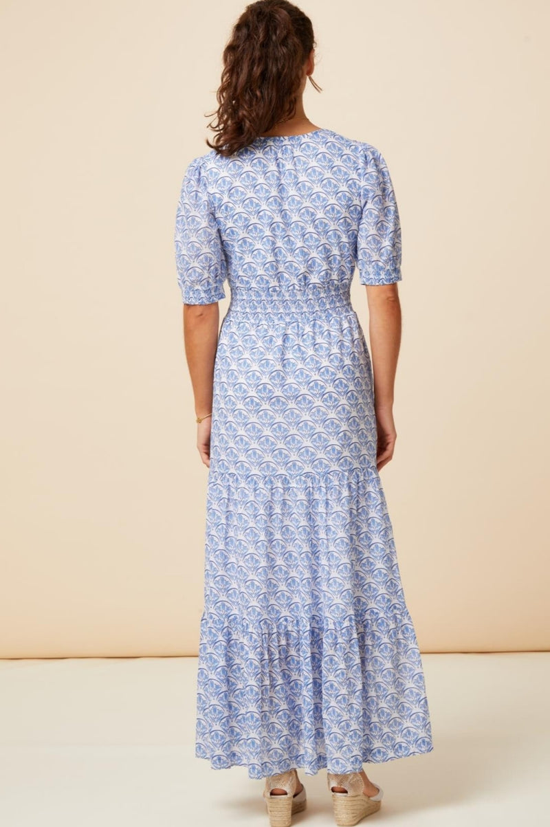 Billie Short Sleeve Dress | Clover Arches Blue/White