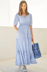 Billie Short Sleeve Dress | Clover Arches Blue/White