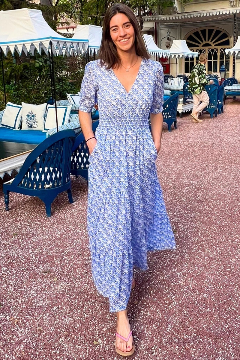 Billie Short Sleeve Dress | Clover Arches Blue/White