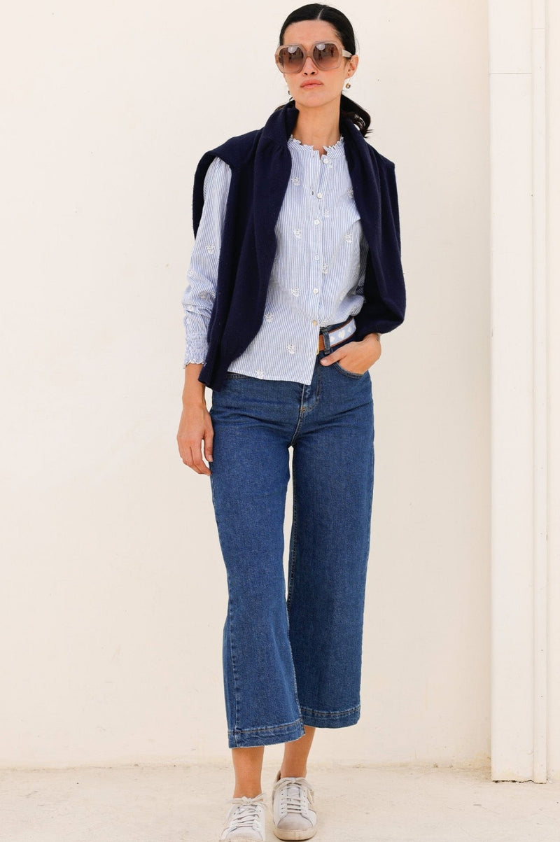 Cosima Organic Cotton Shirt | Blue/White