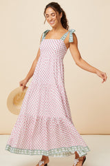 Tabitha Maxi Dress | Fun Flower White/Pink
