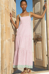 Tabitha Maxi Dress | Fun Flower White/Pink