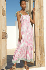 Tabitha Maxi Dress | Fun Flower White/Pink