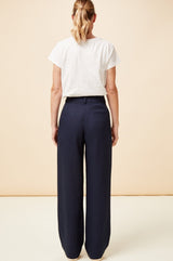 Linen Blend Trousers | Navy