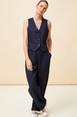 Linen Blend Waistcoat | Navy