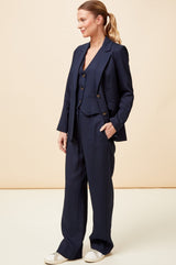 Linen Blend Waistcoat | Navy
