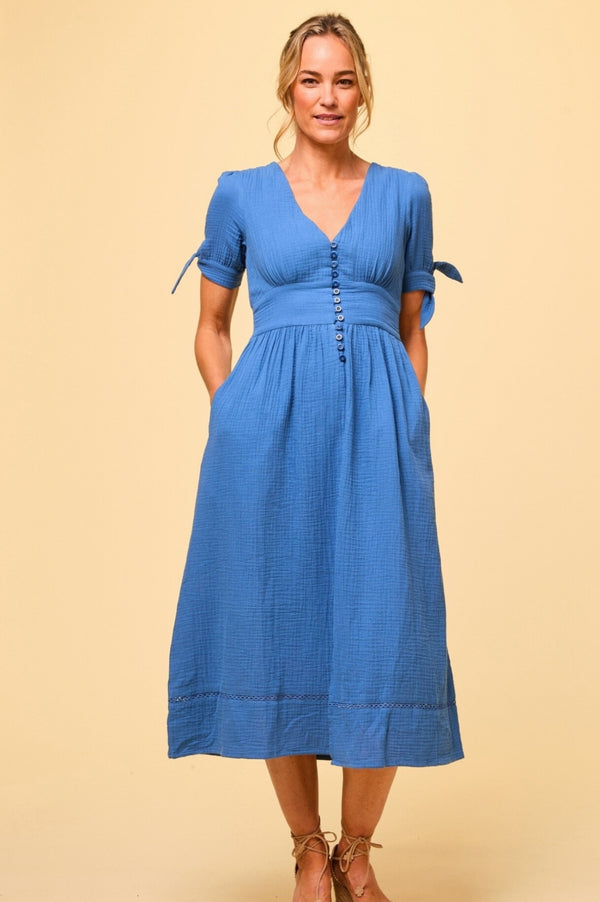 Olga Cheesecloth Dress | Marina Blue